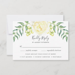 Tarjeta RSVP de boda de rosas y aceitunas