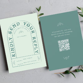 Tarjeta RSVP de boda de San Miguel con código QR