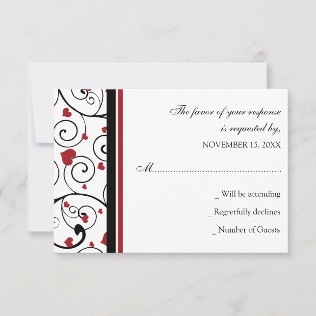 Tarjeta RSVP de boda de San Valentín (Anverso)