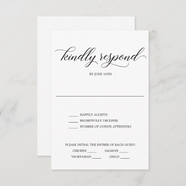 Tarjeta RSVP de boda de script clásico (Anverso / Reverso)