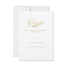 Tarjeta RSVP de Boda de Script Gold We Do