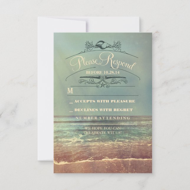 tarjeta RSVP de boda de Shabby Beach (Anverso)