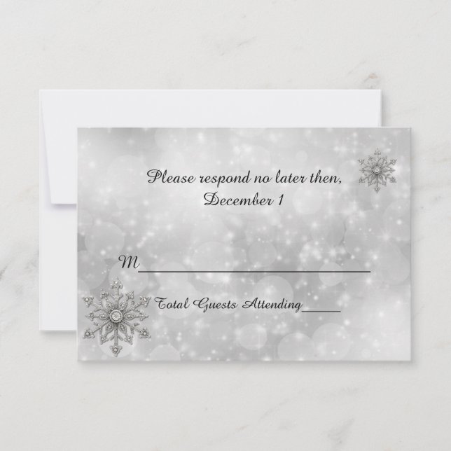 Tarjeta RSVP de Boda de Snowflake de Invierno (Anverso)