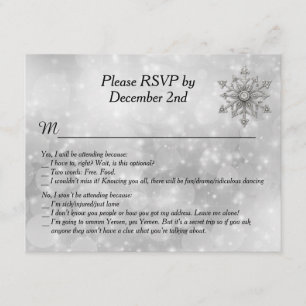 Tarjeta RSVP de Boda de Snowflake de invierno dive