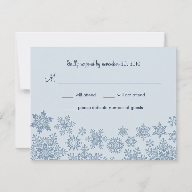Tarjeta RSVP de Boda de Snowflakes para Invierno (Anverso)