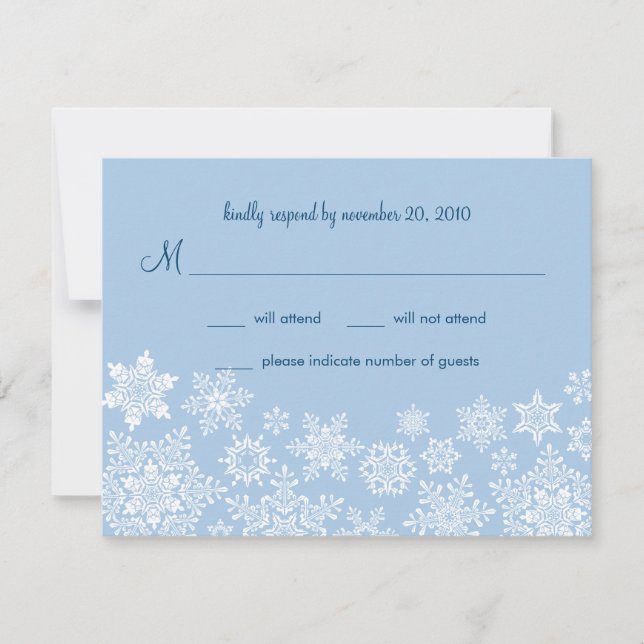 Tarjeta RSVP de Boda de Snowflakes para Invierno (Anverso)
