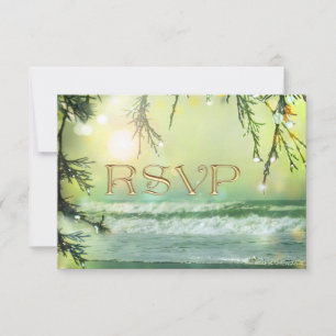 Tarjeta RSVP de Boda de Sparkling Lights Beach