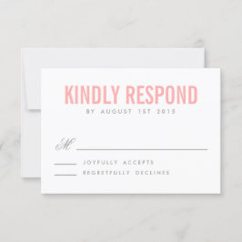 Tarjeta RSVP de Boda de Tipografía Moderna Rosa y