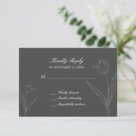 Tarjeta RSVP de Boda de Tulipano Minimalista de ca