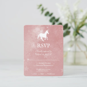 Tarjeta RSVP de boda de unicornio rosa