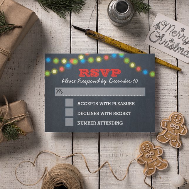 Tarjeta RSVP de Boda de vacaciones de alumbrado de (Subido por el creador)