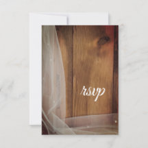 Tarjeta RSVP de Boda de Velo Bridal Barn Wood Coun