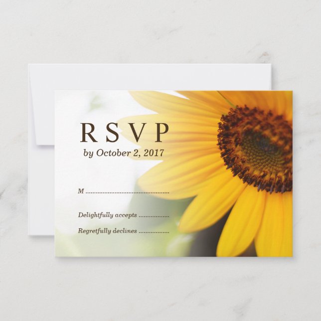 Tarjeta RSVP de Boda de verano de girasol amarillo (Anverso)