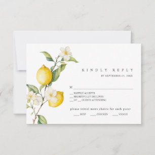 Tarjeta RSVP de Boda de Verano de Limón Clásico de