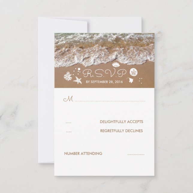 Tarjeta RSVP de Boda de Verano de Waves Arenosas d (Anverso)