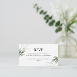 Tarjeta RSVP de Boda de Verde Española