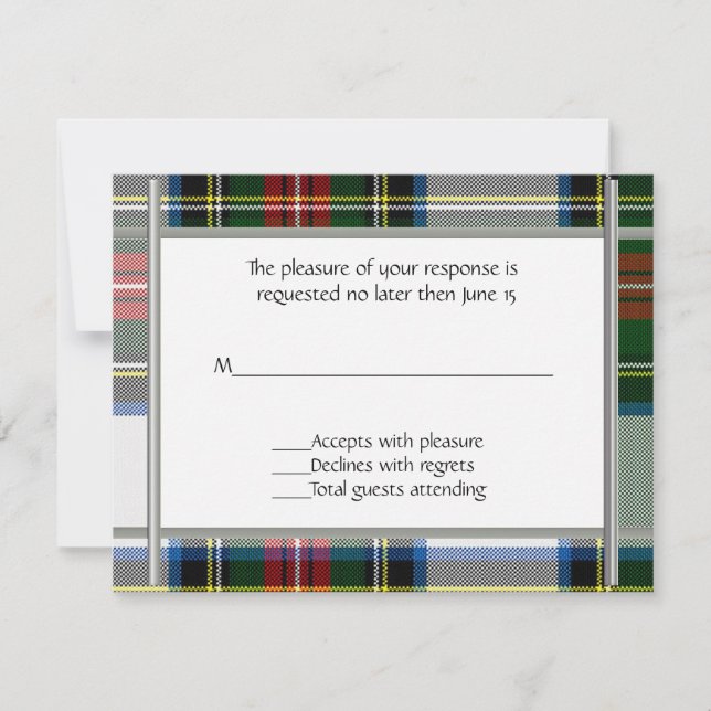 Tarjeta RSVP de Boda de Vestido de Stewart (Anverso)
