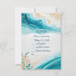 tarjeta rsvp de boda de vibe costera azul