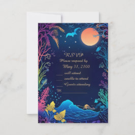 tarjeta rsvp de boda de vibe costera azul