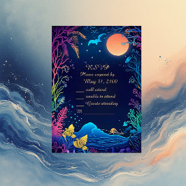 tarjeta rsvp de boda de vibe costera azul
