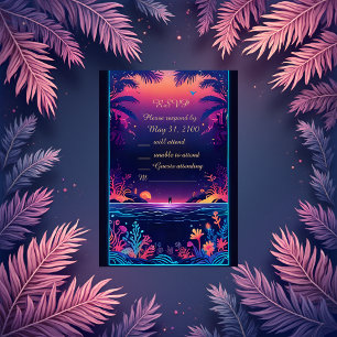 tarjeta rsvp de boda de vibe costera azul