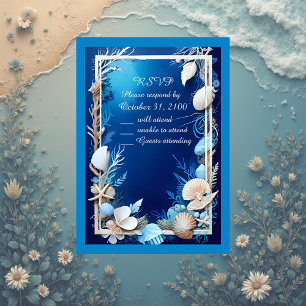 tarjeta rsvp de boda de vibe costera azul