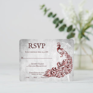 Tarjeta RSVP de Boda de Vino de Hojas Rojas