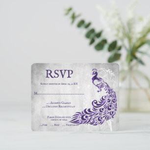 Tarjeta RSVP de Boda de Vino Púrpura de Hojas de P