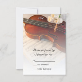 Tarjeta RSVP de Boda de Violín Clásico y Rosas Bla