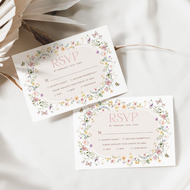 Tarjeta RSVP de Boda del Jardín de Flores Silvestr (Subido por el creador)