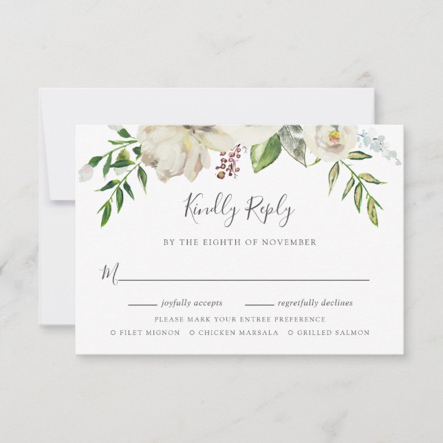 Tarjeta RSVP de Boda Dorada con Elección de Comida (Anverso)