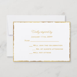 Tarjeta RSVP de Boda Dorada Luxe con Elegancia Sim