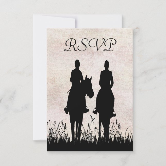 Tarjeta RSVP de Boda Ecuestre de Caballo (Anverso)