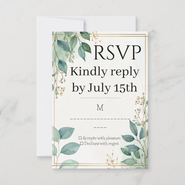 Tarjeta RSVP de boda elegante (Anverso)