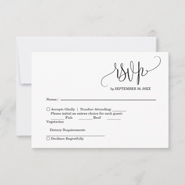 Tarjeta RSVP de boda elegante (Anverso)