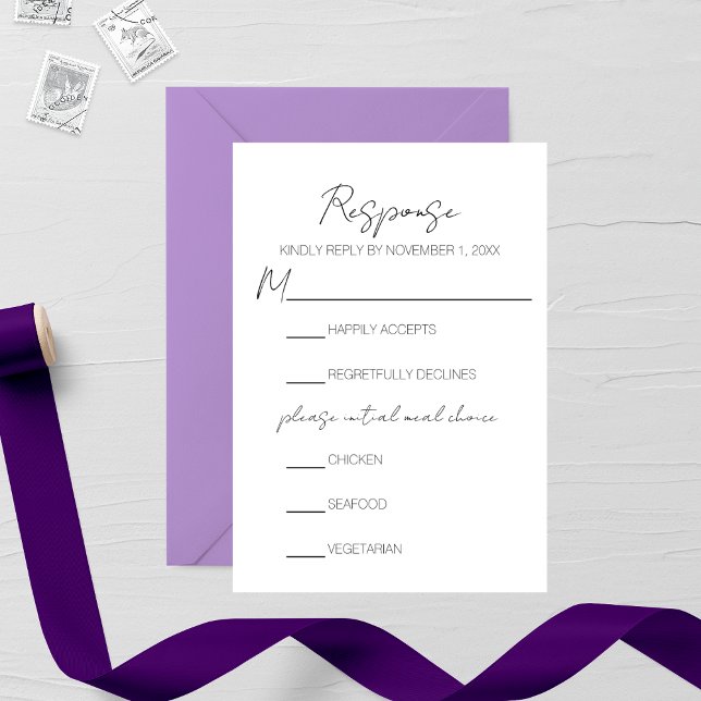 Tarjeta RSVP de boda elegante (Subido por el creador)