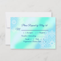 Tarjeta RSVP de Boda Elegante Azul y Verde azulada