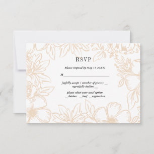 Tarjeta RSVP de boda elegante con marco de flores