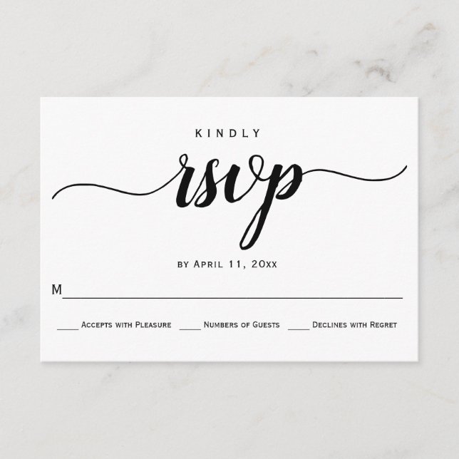 Tarjeta RSVP de boda elegante de caligrafía de esc (Anverso)