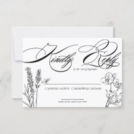 Tarjeta RSVP de Boda Elegante de Flor Silvestre