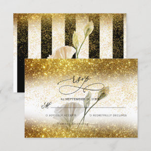 Tarjeta RSVP de Boda Elegante de Lujo Dorado