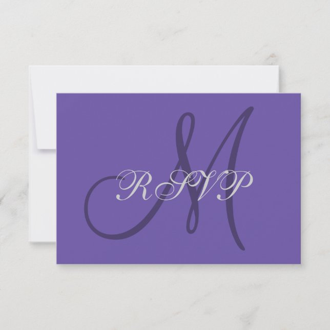 Tarjeta RSVP de boda elegante de monograma ultra v (Anverso)