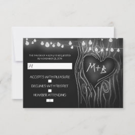 Tarjeta RSVP de boda elegante en árbol de álamos