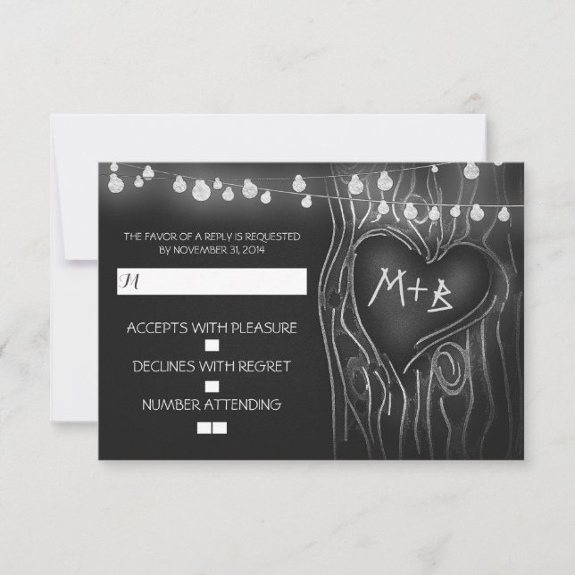 Tarjeta RSVP de boda elegante en árbol de álamos (Anverso)