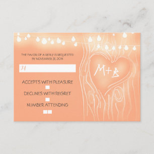 Tarjeta RSVP de boda elegante en árbol festivo