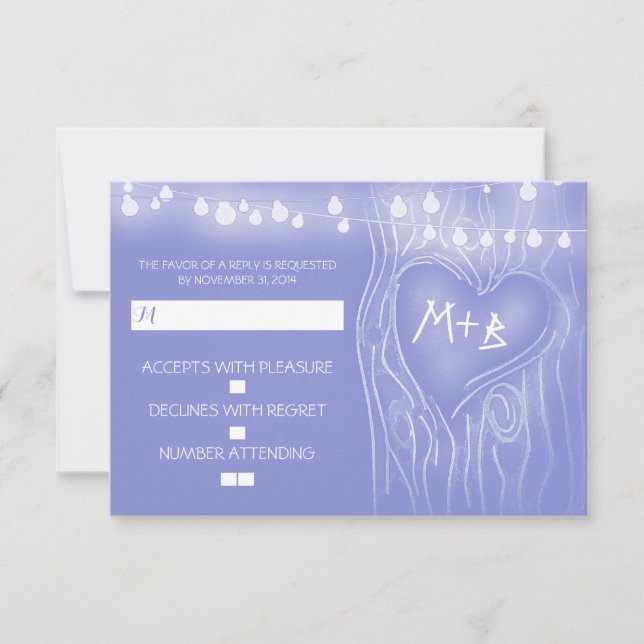 Tarjeta RSVP de boda elegante en árbol festivo (Anverso)
