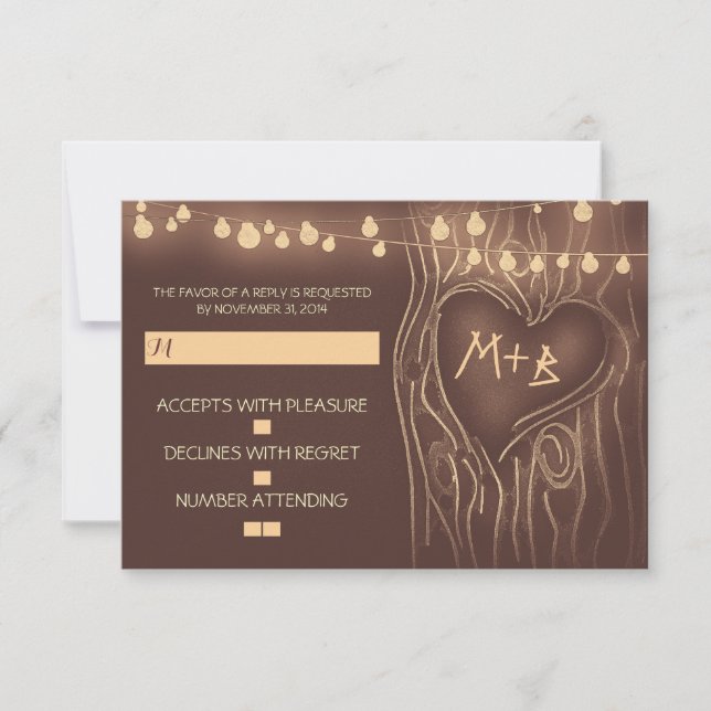 Tarjeta RSVP de boda elegante en árbol festivo (Anverso)