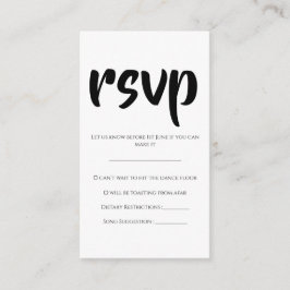 Tarjeta rsvp de boda elegante en blanco y negro