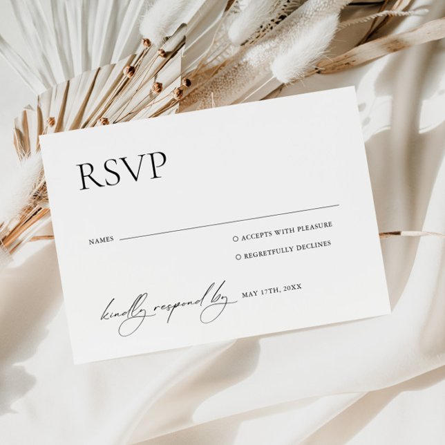 Tarjeta RSVP de Boda Elegante en Blanco y Negro (Subido por el creador)