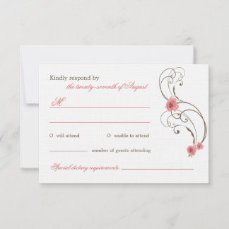 Tarjeta RSVP de Boda Elegante Fleur Roses Rosa